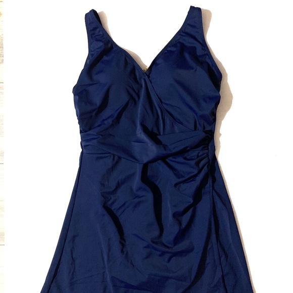NWOT Denim & Co. Beach V-Neck Wrap Front Swim Dress - Picture 3 of 13